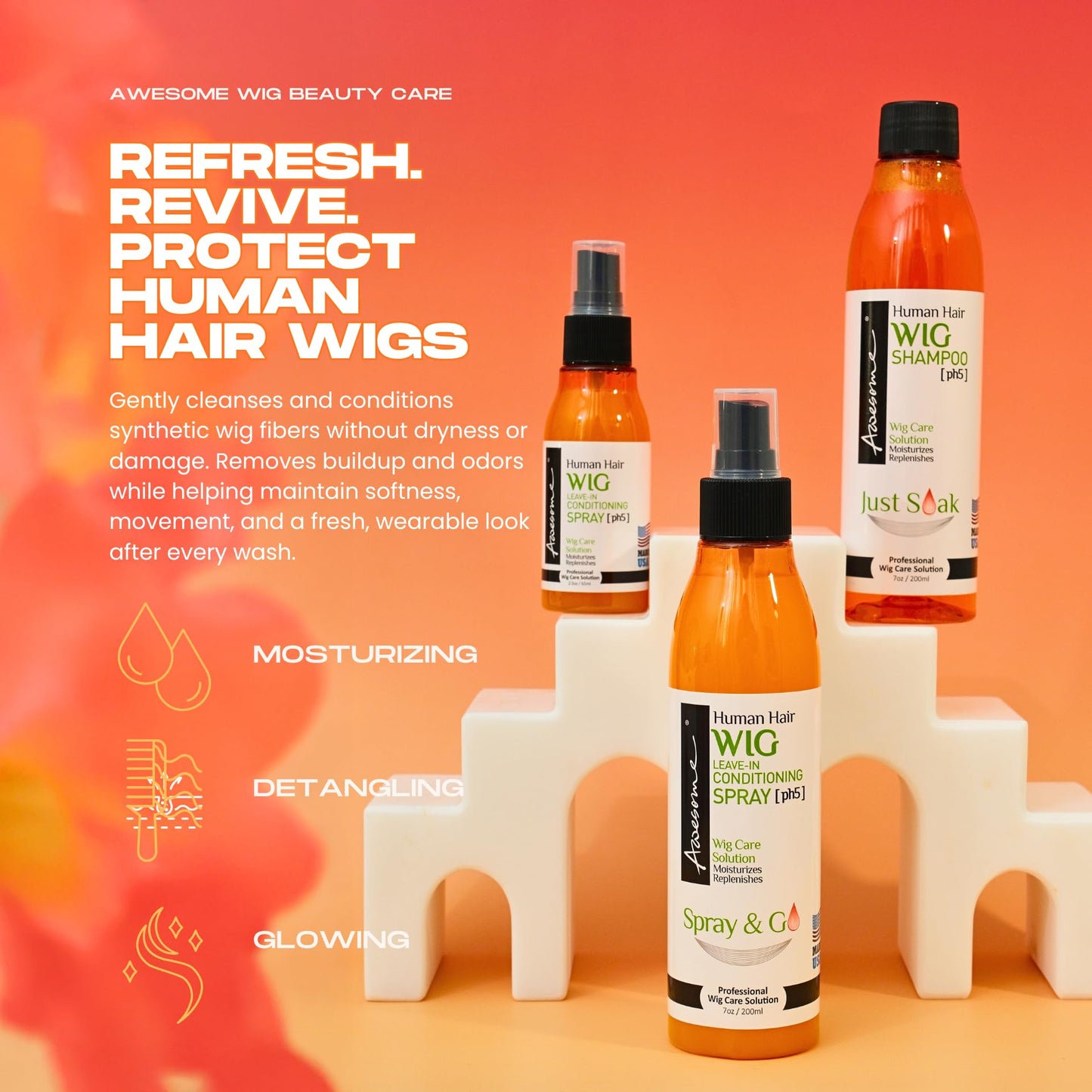 Awesome Human Hair Wig Leave-In Conditioner Spray – Detangler, pH5, Shine & Freshness (7 oz)