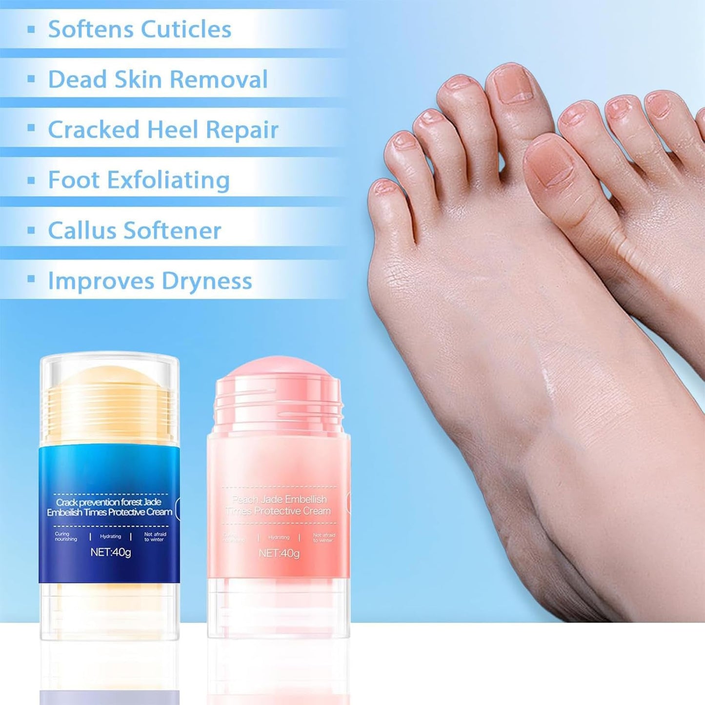 Awjsde Crack Feet Prevention Stick – Foot Care Cream for Dry, Cracked Heels (Blue + Pink)