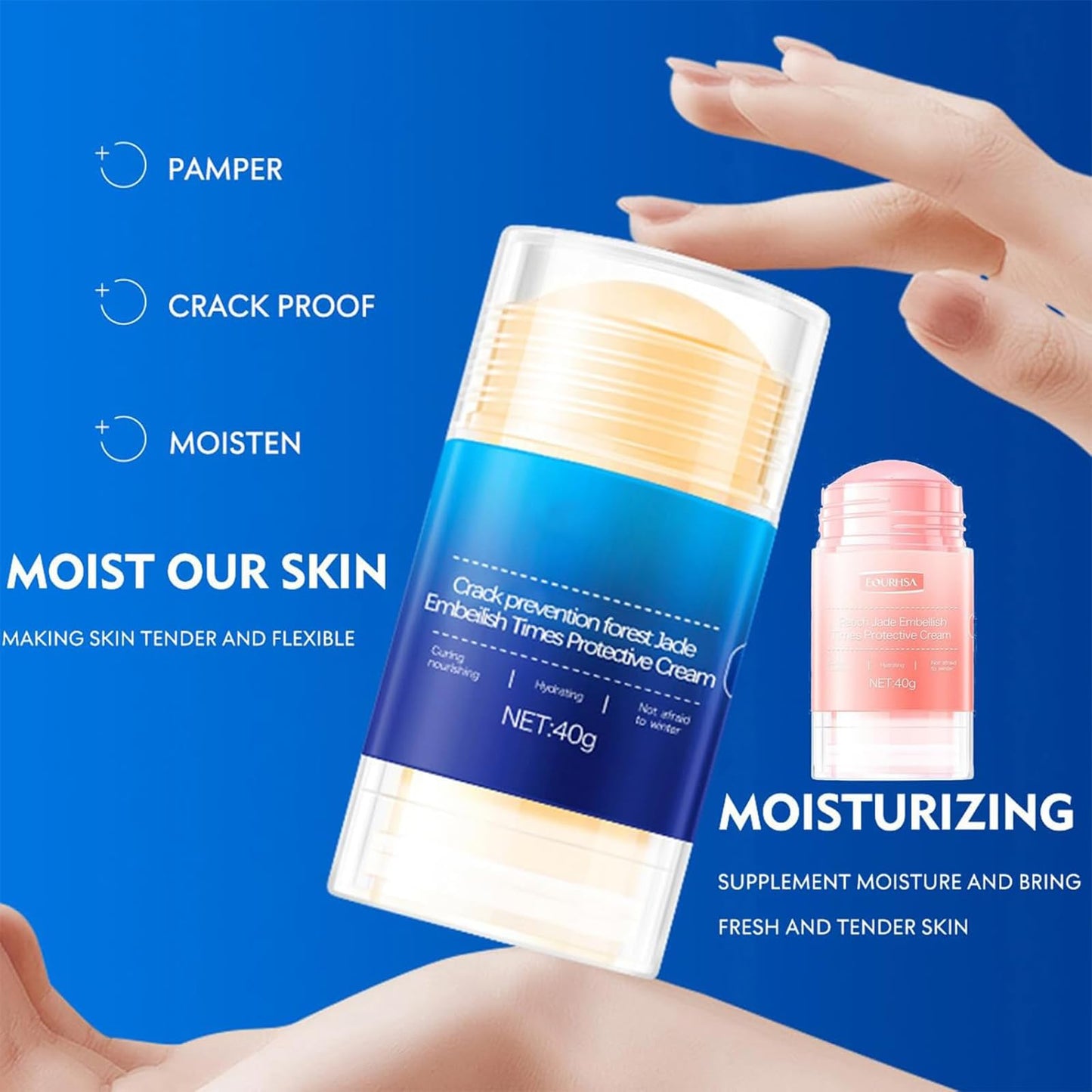 Awjsde Crack Feet Prevention Stick – Foot Care Cream for Dry, Cracked Heels (Blue + Pink)