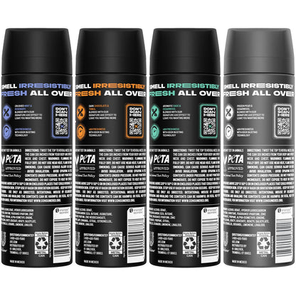 AXE Aluminum-Free XL Variety 8-Pack Body Spray – 48H Odor Protection, 5.1 fl oz Each