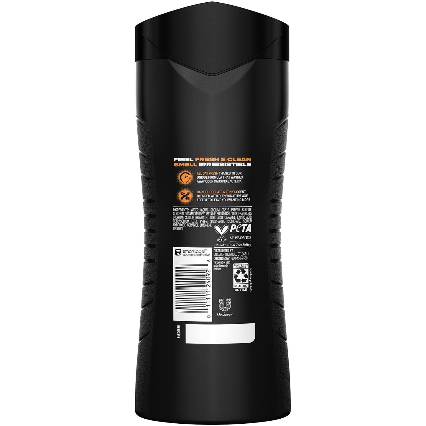 AXE Dark Temptation Men's Body Wash 3-Pack – 16 oz Each, 12-Hour Chocolate Scent