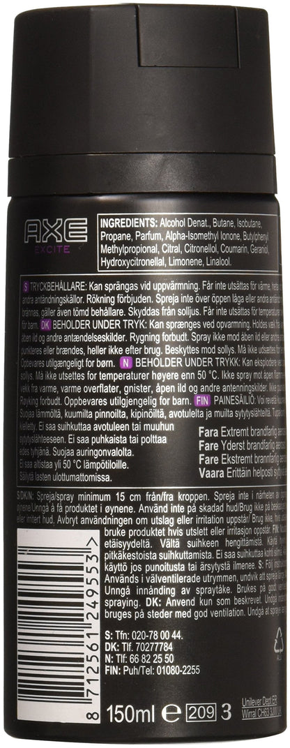 AXE Body Spray Excite – 6-Pack (6 x 150 ml / 5.07 oz)