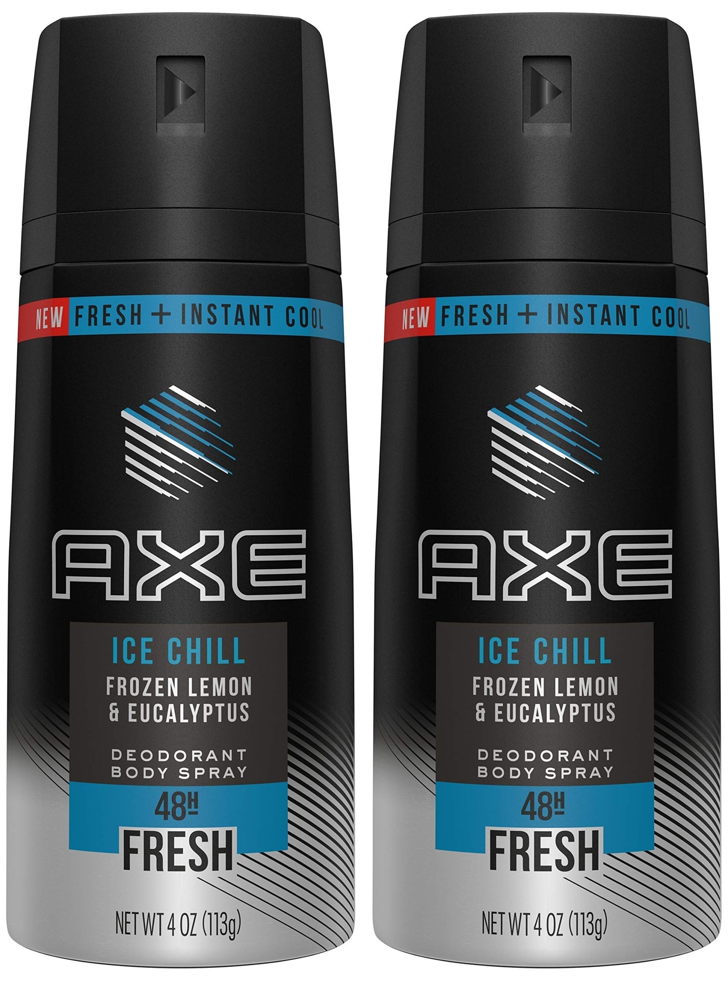 AXE Ice Chill Deodorant Body Spray – Lemon & Eucalyptus, Pack of 2 x 4 oz Cans