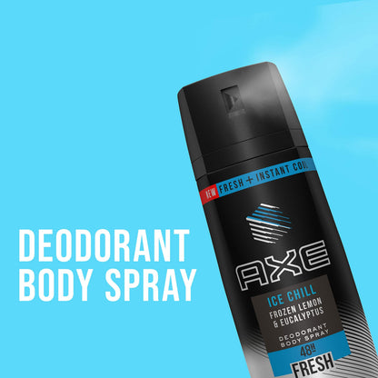 AXE Ice Chill Deodorant Body Spray – Lemon & Eucalyptus, Pack of 2 x 4 oz Cans