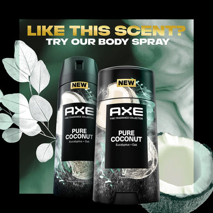 AXE Fine Fragrance Collection Pure Coconut Deodorant Stick – 4-Pack, 2.6 oz Each, 48H Freshness & Odor Protection