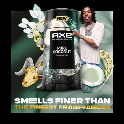 AXE Fine Fragrance Collection Pure Coconut Deodorant Stick – 4-Pack, 2.6 oz Each, 48H Freshness & Odor Protection
