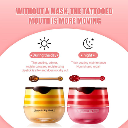 Axnzp 4-Piece Honey & Strawberry Lip Balm Pot Set – Moisturizing Lip Mask & Exfoliator