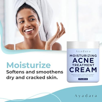 AYADARA Moisturizing Acne Cream – Salicylic Acid Face Moisturizer for Oily & Acne-Prone Skin