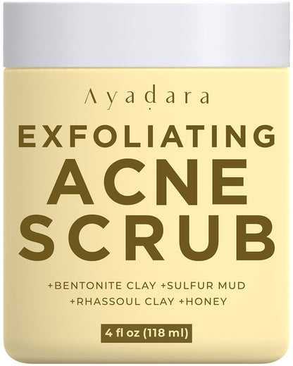 AYADARA Exfoliating Acne Scrub | 4 oz | Gentle Daily Facial Scrub for All Skin Types