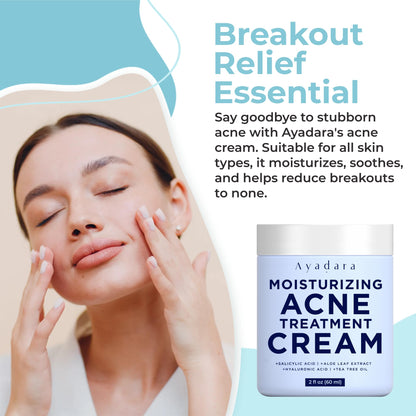 AYADARA Moisturizing Acne Cream – Salicylic Acid Face Moisturizer for Oily & Acne-Prone Skin