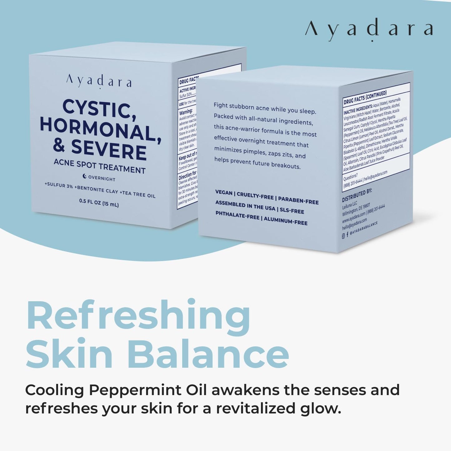 AYADARA Cystic Acne Spot Cream – Overnight Treatment for Hormonal Acne-Prone Skin | 120 Uses