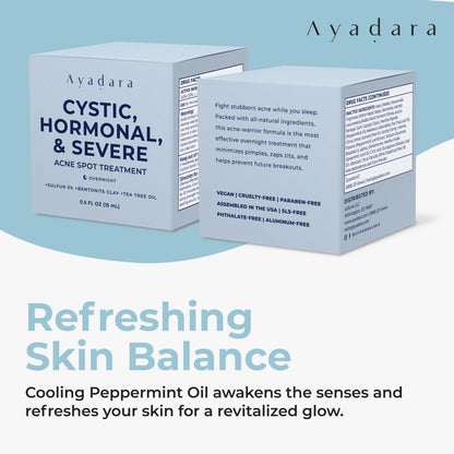 AYADARA Cystic Acne Spot Cream – Overnight Treatment for Hormonal Acne-Prone Skin | 120 Uses