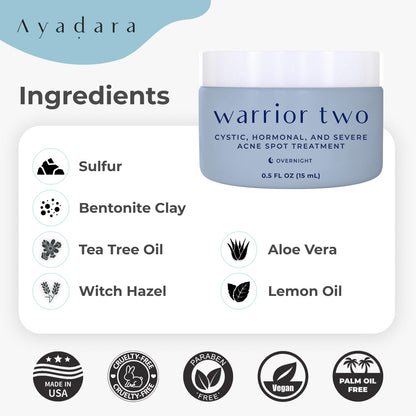 AYADARA Cystic Acne Spot Cream – Overnight Treatment for Hormonal Acne-Prone Skin | 120 Uses
