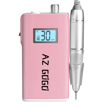 AZ GOGO 30000RPM Rechargeable Nail Drill – Cordless Portable with LCD Display (Pink)