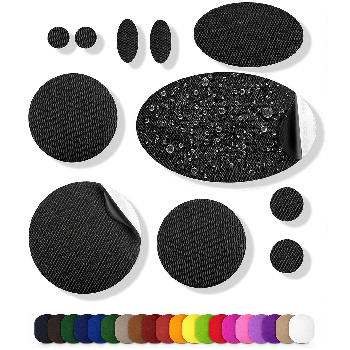 Repair Patches (30+ Colours) for Puffer Jackets, Tents, Upholstery - Stick On, Waterproof, Tear-Cold-Heat-Resistant