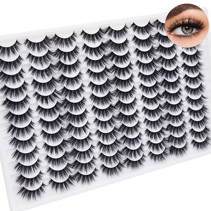 Azenlo False Eyelashes 48 Pairs – 14mm Wispy 3D Cat Eye Lashes