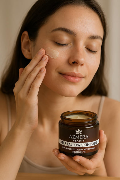 Azmera Beauty Beef Tallow Balm with Manuka Honey MGO263+ – 2oz Orange, Beeswax & Olive Oil, Handmade for Dry Skin