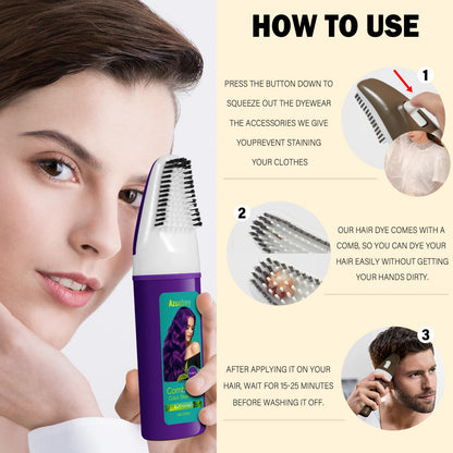 Azonbey Purple Hair Dye Shampoo – 4-in-1 Semi-Permanent Color for Gray Coverage with Natural Ingredients