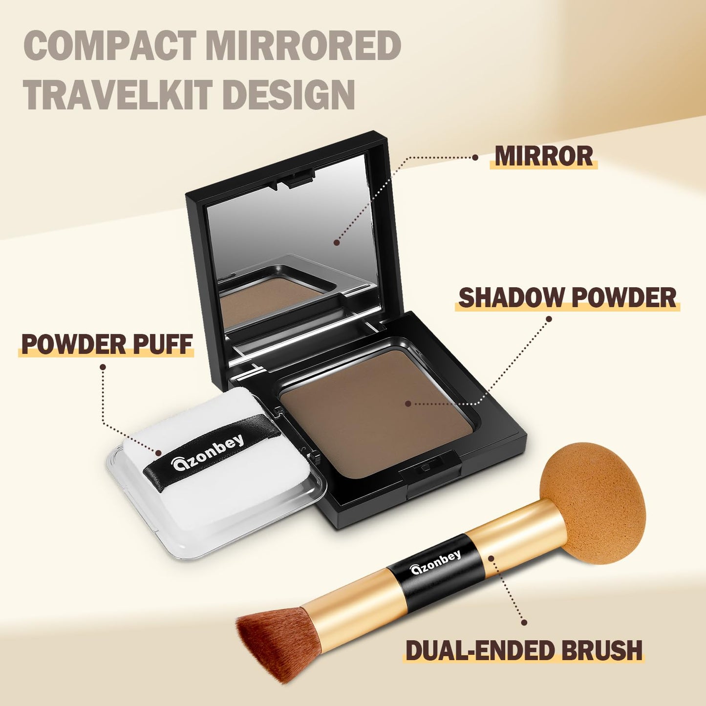 Azonbey Root Touch Up Hair Color with Makeup Brush – Black – Instant Grey Coverage