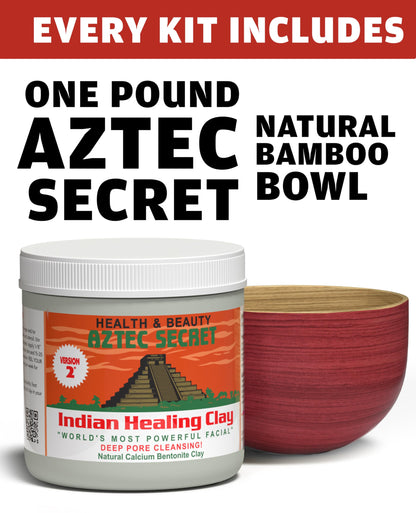 Aztec Secret Essential Indian Clay Mask Kit by Etana — 100% Natural Calcium Bentonite, Deep Pore Cleansing & Accessories