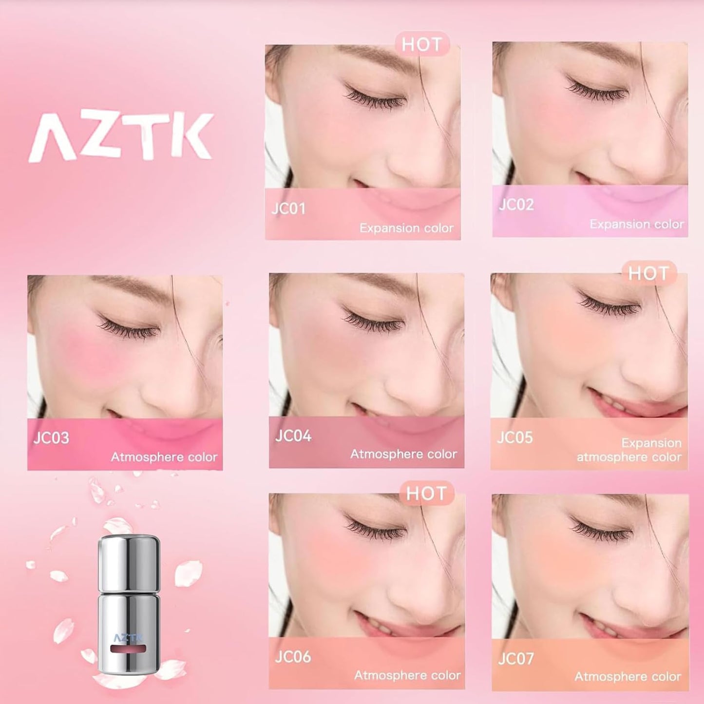 Aztk Liquid Blush JC06 – High-Pigment Matte Blush with Sponge