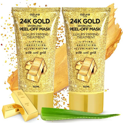 Azure 24K Gold Firming Peel Off Mask – Anti-Aging, Lifting & Illuminating (Pack of 2, 150 mL)