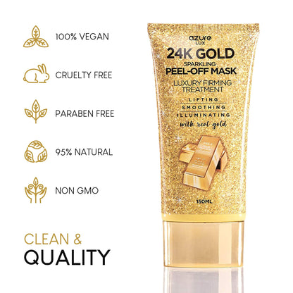 Azure 24K Gold Firming Peel Off Mask – Anti-Aging, Lifting & Illuminating (Pack of 2, 150 mL)