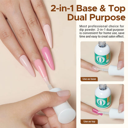 AZUREBEAUTY Dip Powder Liquid Set – Base & Top Coat, Activator, Matte Top Coat (15 ml) • Fast Dry, No Lamp Needed