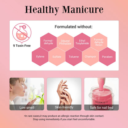 AZUREBEAUTY Dip Powder Nail Kit Starter Pink Blue Palette – 30Pcs, Lamp-Free DIY Nails