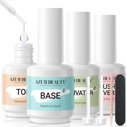AZUREBEAUTY Dip Powder Liquid Set 15ml/0.5oz - 8 Pcs Base Top Coat Activator Kit No Lamp Needed