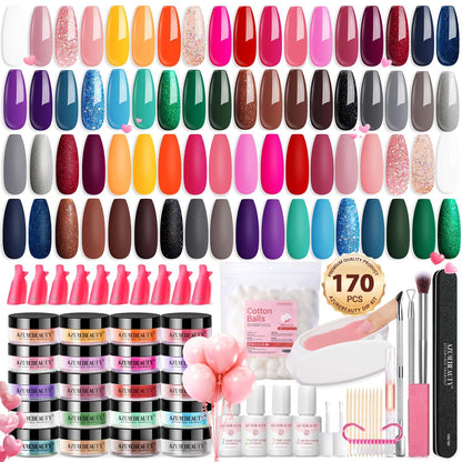 AZUREBEAUTY Dip Nails Powder Starter Kit – 36 Colors, No Lamp, DIY Salon-Quality Nails