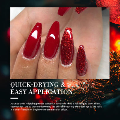AZUREBEAUTY Dip Powder Nail Set – 6 Glitter Colors, No Lamp Needed