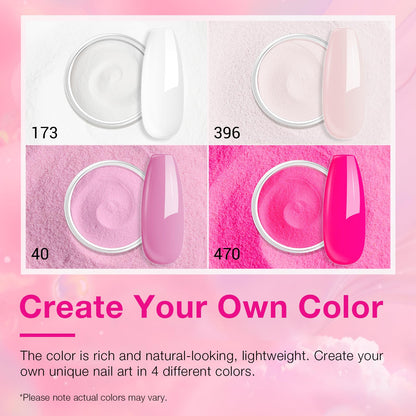 AZUREBEAUTY Dip Powder Nail Kit Starter – 4 Colors + Base/Top Coat, No Lamp, Beginner Friendly