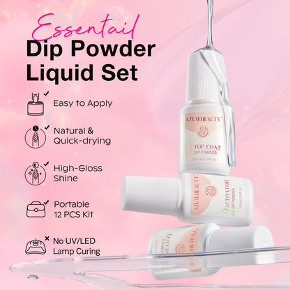 AZUREBEAUTY Dip Powder Nail Kit Starter – 4 Colors + Base/Top Coat, No Lamp, Beginner Friendly