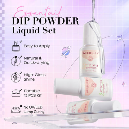 AZUREBEAUTY Dip Powder Nail Kit Starter – Pastel Lavender Pink Glitter (4 Colors), No Lamp Needed