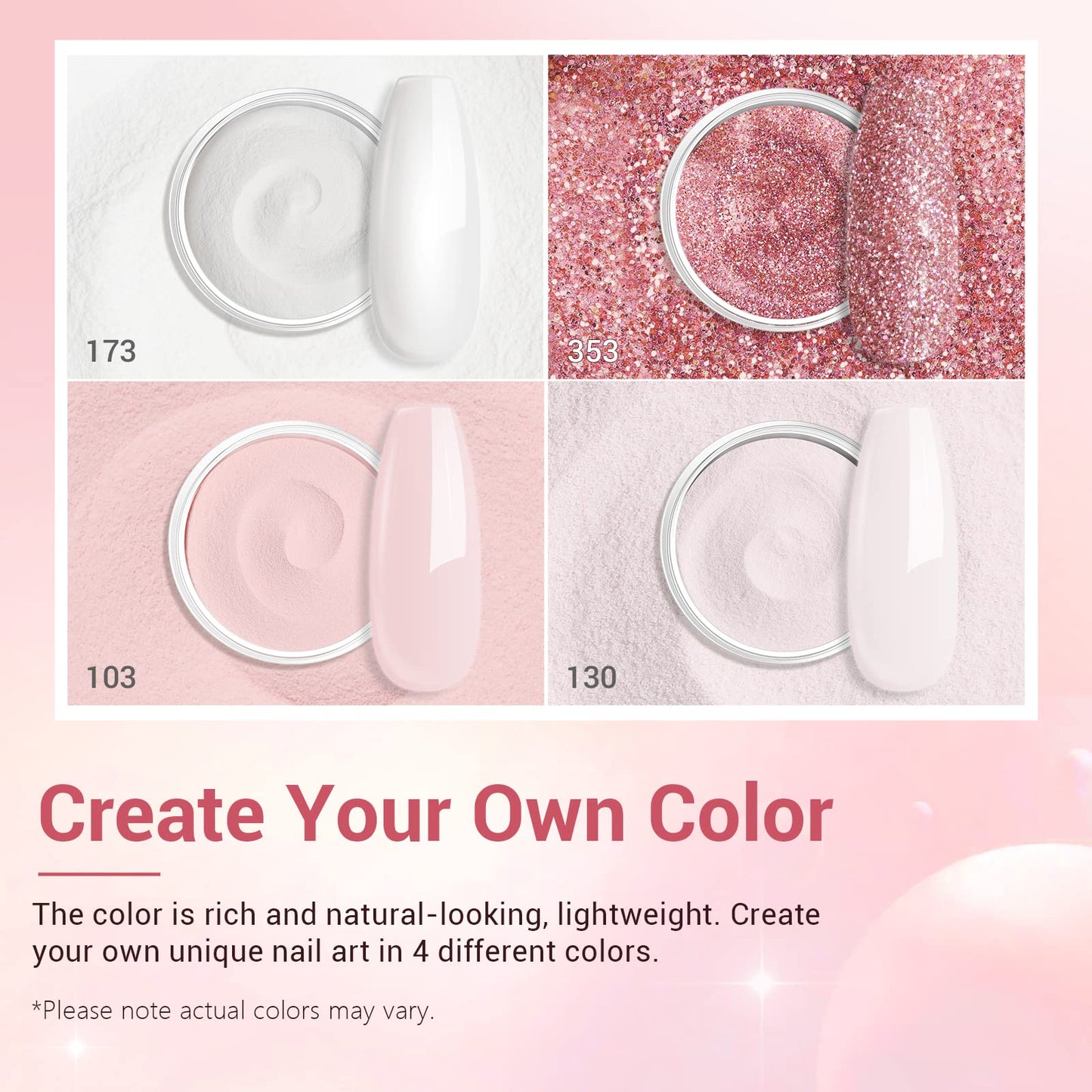 AZUREBEAUTY Dip Powder Nail Kit Starter — 4-Color Glitter & Nude Set with Base, Top & Activator
