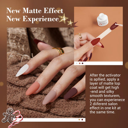AZUREBEAUTY 30Pcs Dip Powder Nail Kit Starter - 8 Colors, Matte Top Coat, No Lamp Needed