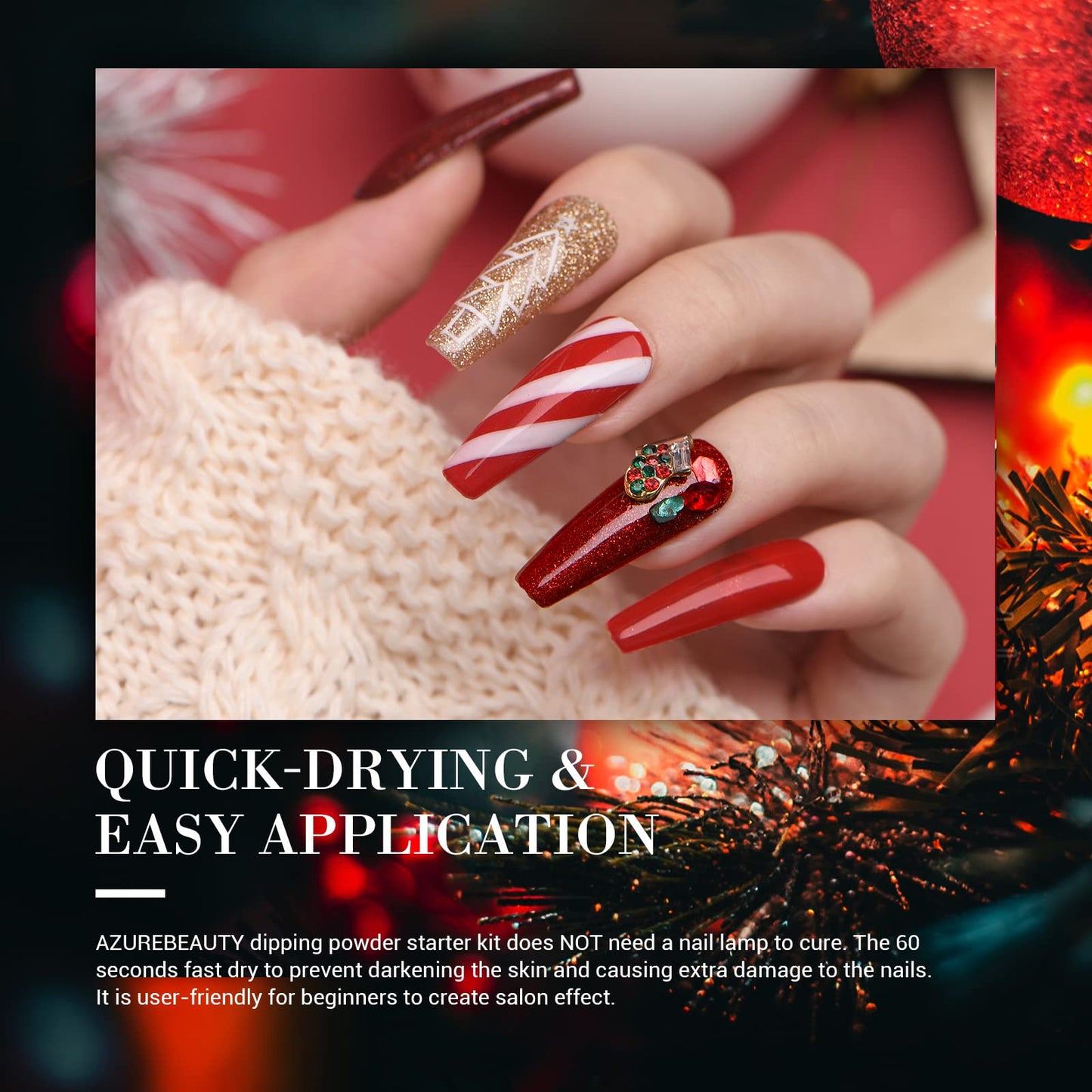 AZUREBEAUTY Dip Powder Nail Set – 6 Glitter Colors, No Lamp Needed