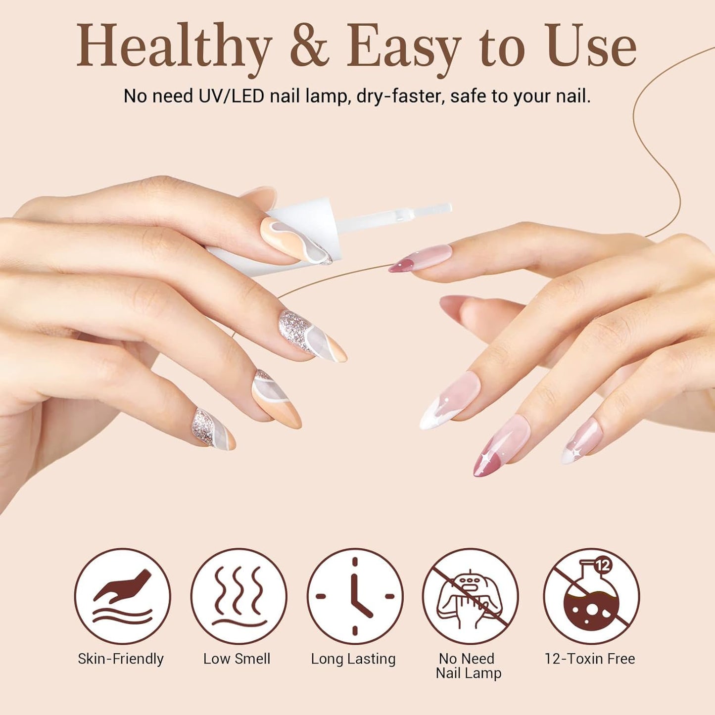 AZUREBEAUTY Dip Powder Liquid Set 15ml/0.5oz - 8 Pcs Base Top Coat Activator Kit No Lamp Needed