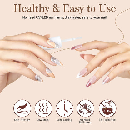 AZUREBEAUTY Dip Powder Liquid Set 15ml/0.5oz - 8 Pcs Base Top Coat Activator Kit No Lamp Needed