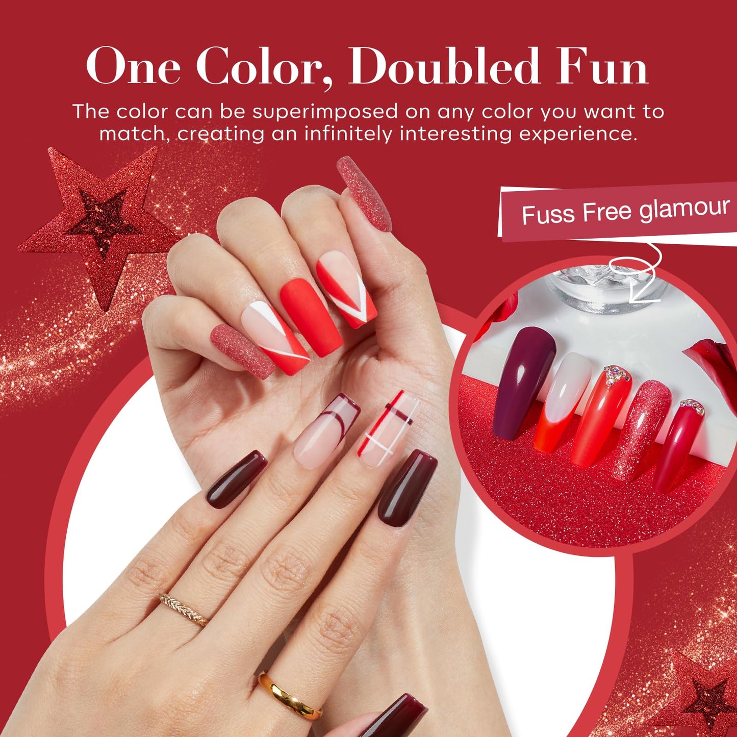 AZUREBEAUTY Dip Powder Nail Kit – 4 Red Shades, No Lamp Needed, DIY Salon-Quality Nails