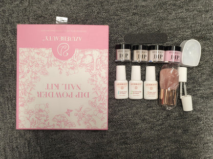 AZUREBEAUTY Dip Powder Nail Starter Kit — 4 Translucent Jelly Nude Shades + Base, Top & Activator