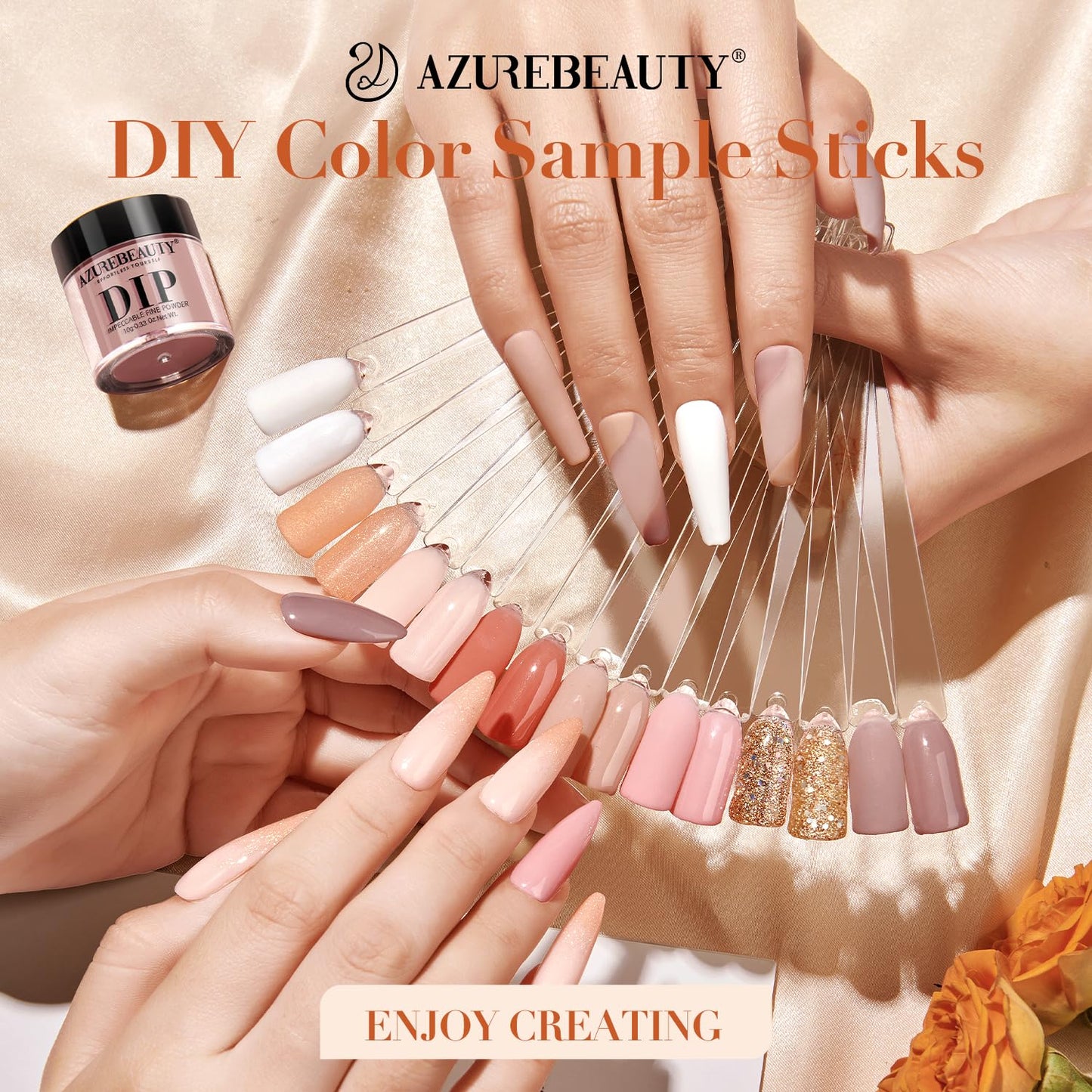 AZUREBEAUTY 30Pcs Dip Powder Nail Kit Starter with 8 Colors, Matte Top Coat, No Lamp Needed