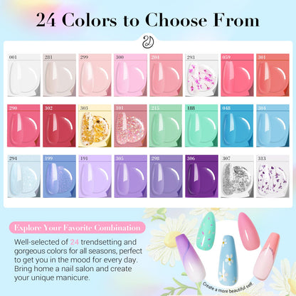 AZUREBEAUTY Dip Powder Nail Kit with Electric Drill – 24 Macaron Colors