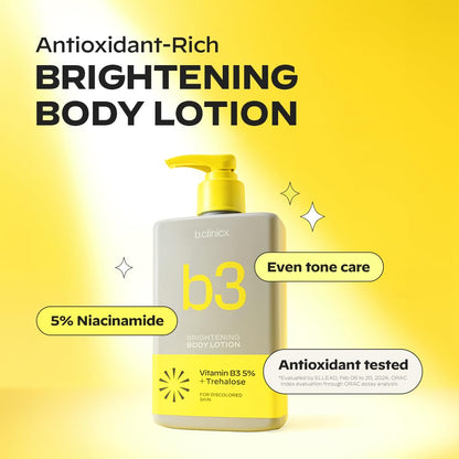 b.clinicx Niacinamide 5% Brightening Body Lotion – Even Skin Tone, Antioxidant-Rich (300ml)