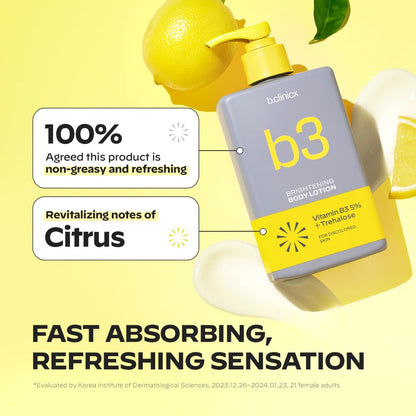 b.clinicx Niacinamide 5% Brightening Body Lotion – Even Skin Tone, Antioxidant-Rich (300ml)