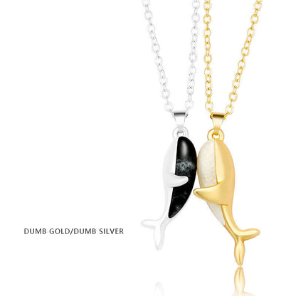 Holding Hands Couple Necklace, 2Pc Set