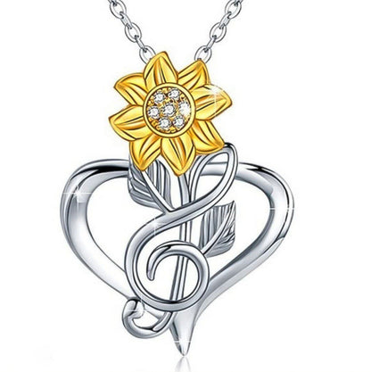 Sunflower Heart-Shaped Pendant
