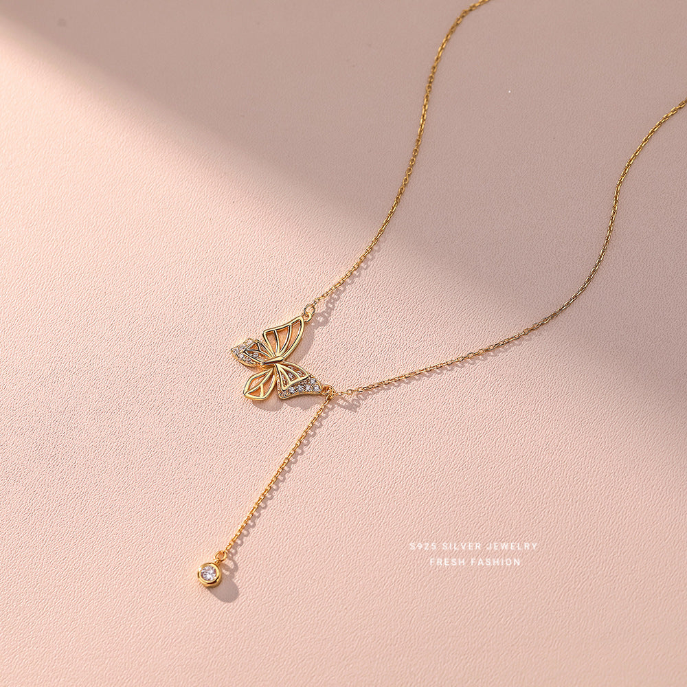 S925 Silver Hollow Butterfly Necklace