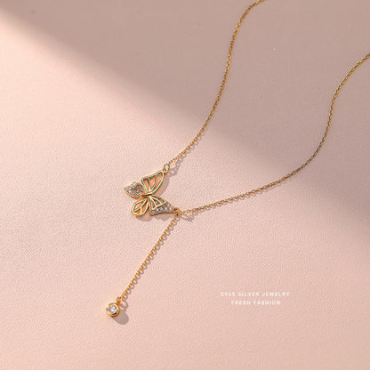 S925 Silver Hollow Butterfly Necklace